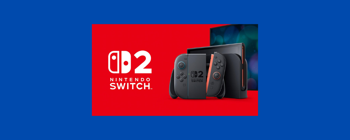 Nintendo Switch 2 console over a blue background