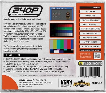 240P TEST SUITE Sega Dreamcast Physical Edition