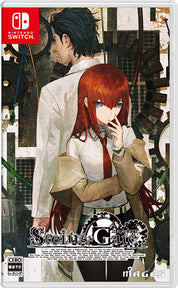Steins;Gate game cover for Nintendo Switch with two characters embracing.
