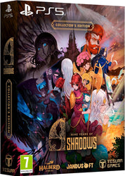 PS5 game collector's edition box featuring characters from 'Nine Years of Shadows'.