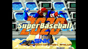 Title screen of 'Super Baseball 2020' with SNK logo and vintage video game aesthetic.