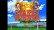 Vintage video game screen with 'Stakes Winner' title and trophy graphic
