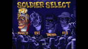 Vintage video game screen with character selection interface titled 'Soldier Select'.