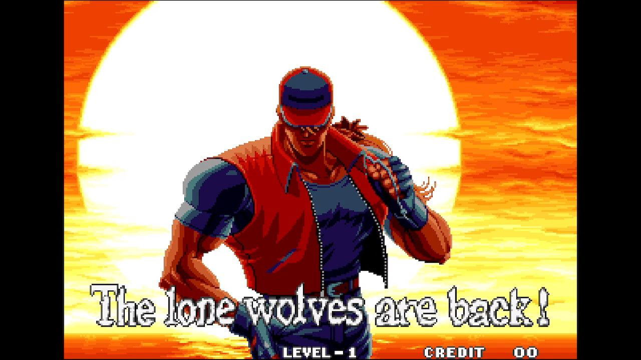 Video game character with text 'The lone wolves are back!' against a fiery background