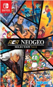 Box art for ACA NEOGEO Selection Vol. 8 featuring various characters from SNK games.