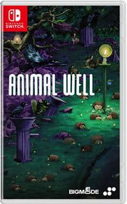Game cover for 'Animal Well' on Nintendo Switch with a fantasy landscape and animals.