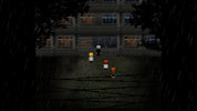 A dark, pixel-art scene showing three small characters standing in front of a building at night while rain falls. The image appears to be digital artwork rather than a standard product photo, and no clear sellable physical product is identifiable.