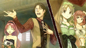 Animated character with a microphone and two other characters in a different scene.