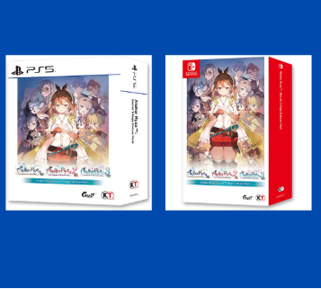 Two game boxes for 'Atelier Ryza Secret Trilogy Deluxe Pack' on a blue background with 'Bazar Bazar' logo.