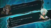 Two animated characters with a conversation interface on a blue background