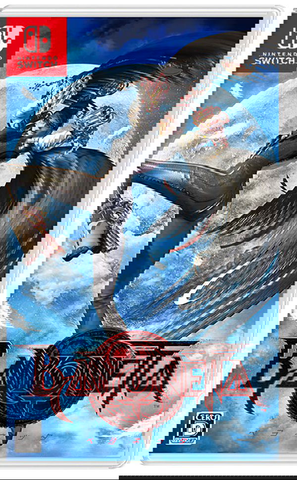 Bayonetta game cover for Nintendo Switch with character and moon in background