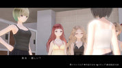 Animated characters in a room with tiled walls and a mirror.