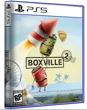 PlayStation 5 game case for 'Boxville' with cartoon characters and 'Boxville' text on a blue background