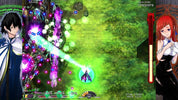 Screenshot of a fantasy game with characters and magical effects on a green background