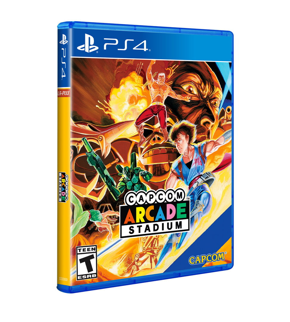 Capcom Arcade Stadium video game case for PlayStation 4, shown at a three-quarter angle on a plain white background.