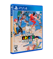 PS4 game case for Capcom Arcade Stadium, featuring colorful illustrated characters on the cover and a blue PlayStation 4 case border, shown on a white background.