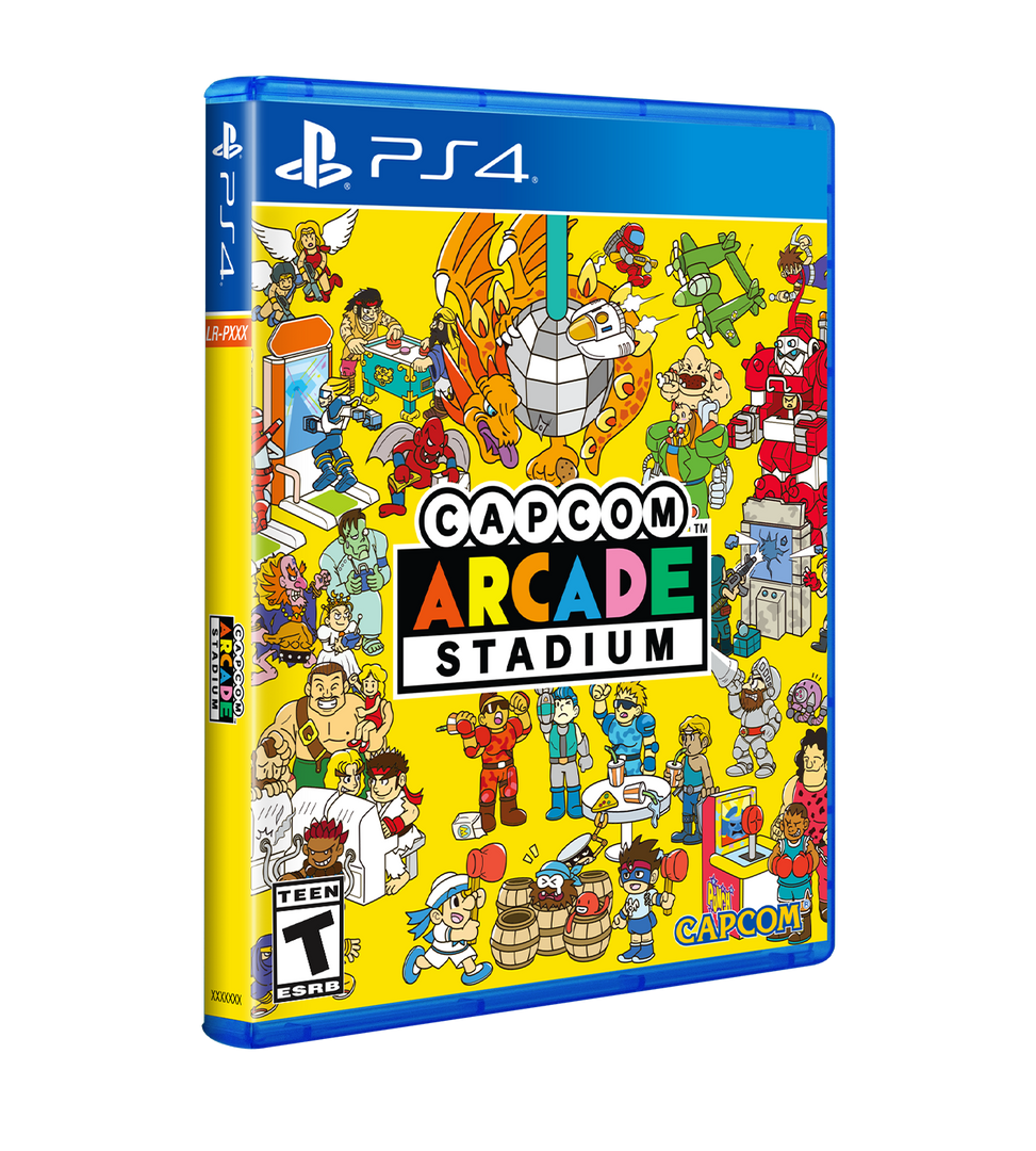 Capcom Arcade Stadium video game for PlayStation 4, shown in a 3D angled view of the game case against a plain white background.