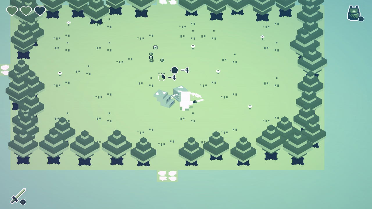 Pixel art game scene with a character in a forest