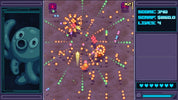 Screenshot of a space shooter game with colorful explosions and a score display.