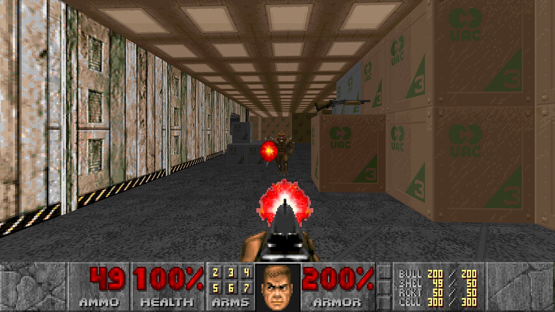 Screenshot of a first-person shooter game with a player character holding a gun, health bar, and ammo count displayed.