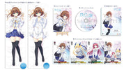 Collection of anime-style merchandise including figurines, cards, and a disc with character designs.