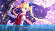Animated character with long blonde hair and red outfit in a cherry blossom setting