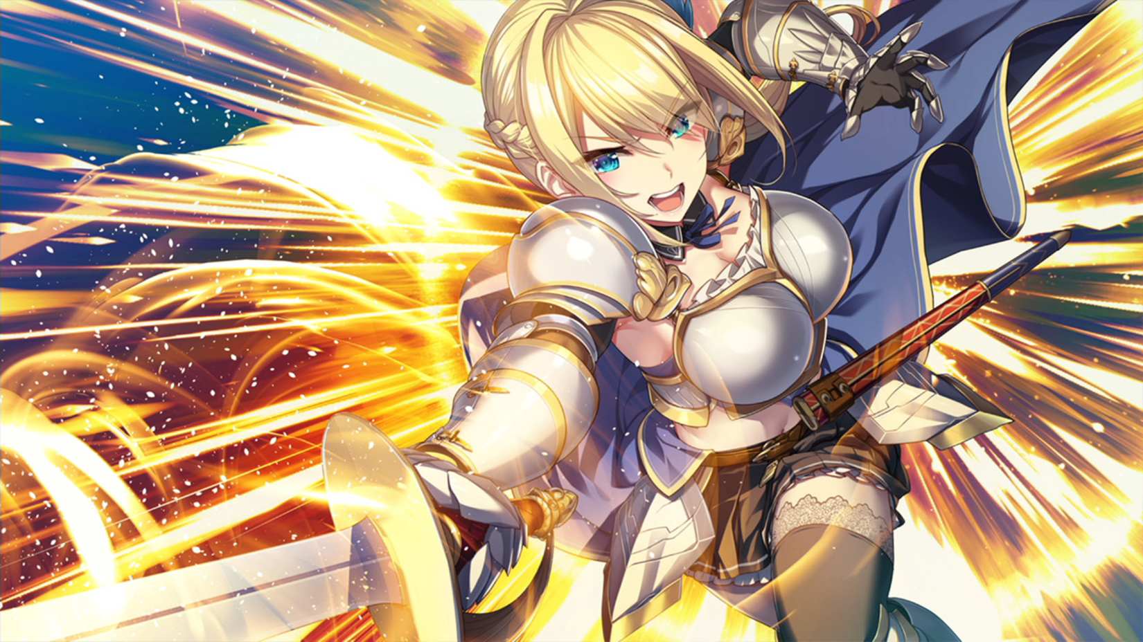 Animated character in a fantasy outfit with glowing effects