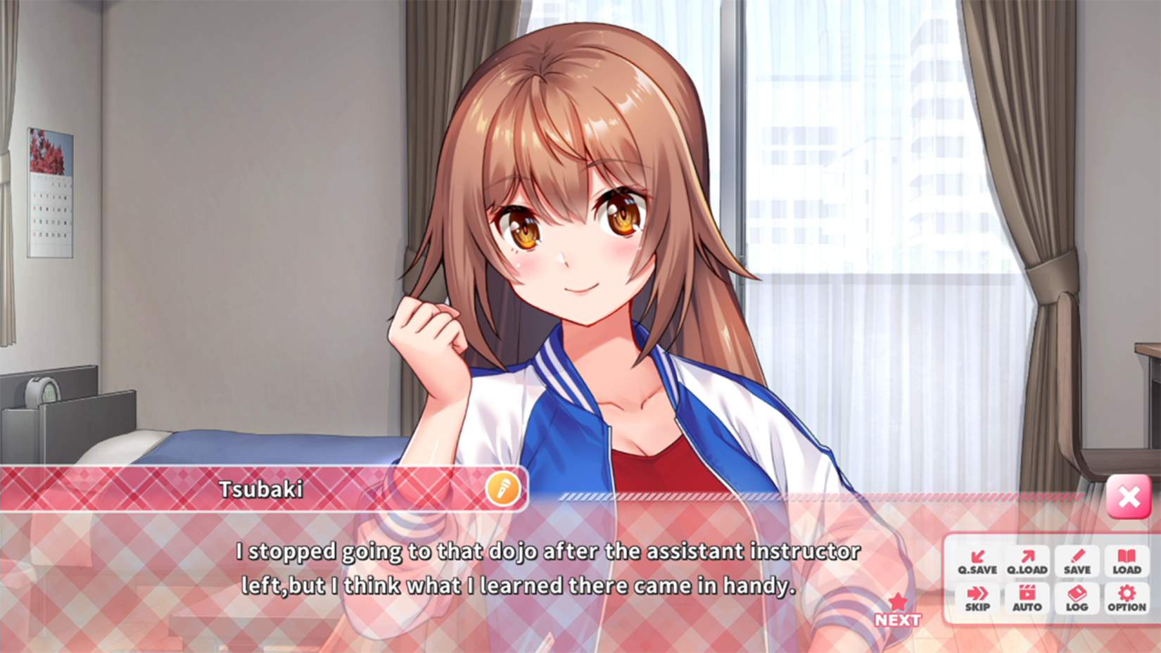 Animated character in a room with text box displaying dialogue.