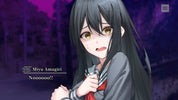 Animated character with long black hair and a school uniform in a dark, forest-like setting.