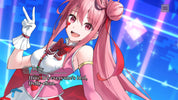 Animated character with pink hair and a colorful outfit against a vibrant background