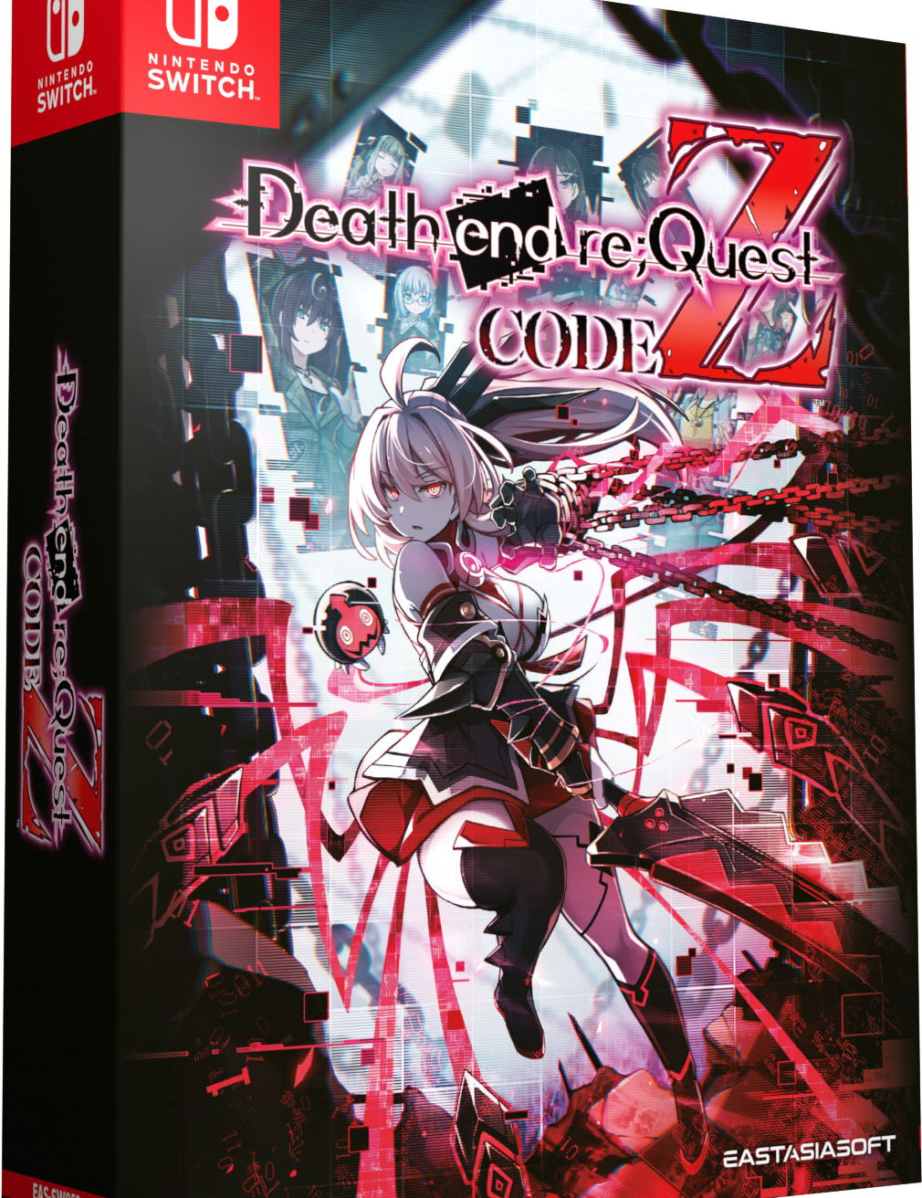 Video game box for 'Death end Re;Quest CODE:Z' on Nintendo Switch with anime-style artwork.