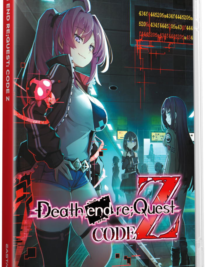 Video game case for 'Deathendre: Quest Code Z' on Nintendo Switch with anime-style art and text.
