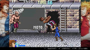 Vintage-style fighting game screen with characters and text