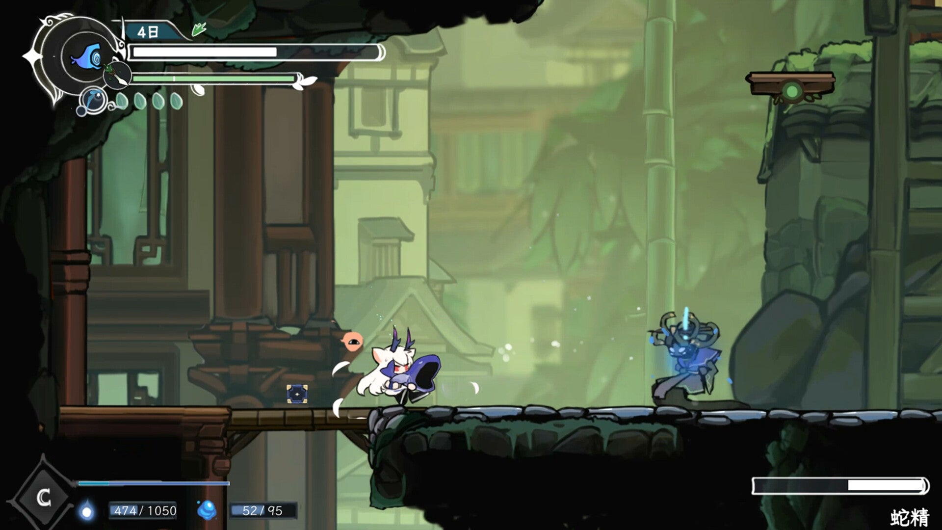 Two characters in a video game with a dark, atmospheric setting