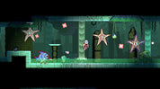 Pixel art-style video game scene with characters and objects in an underwater setting
