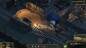 Game screen showing a post-apocalyptic scene with characters and text 'STAT!' on a wall.