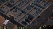 Isometric view of a post-apocalyptic scene with characters and structures.