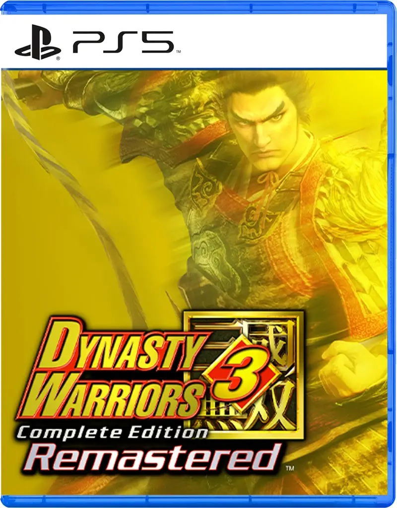 Dynasty Warriors 3 Remastered game case with a warrior character on a yellow background