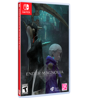 Game box for 'Ender Magnolia' on Nintendo Switch with characters and dark, gothic design.
