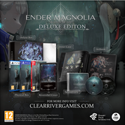 Ender Magnolia Deluxe Edition packaging with game cases, cover, and other components on a dark background.