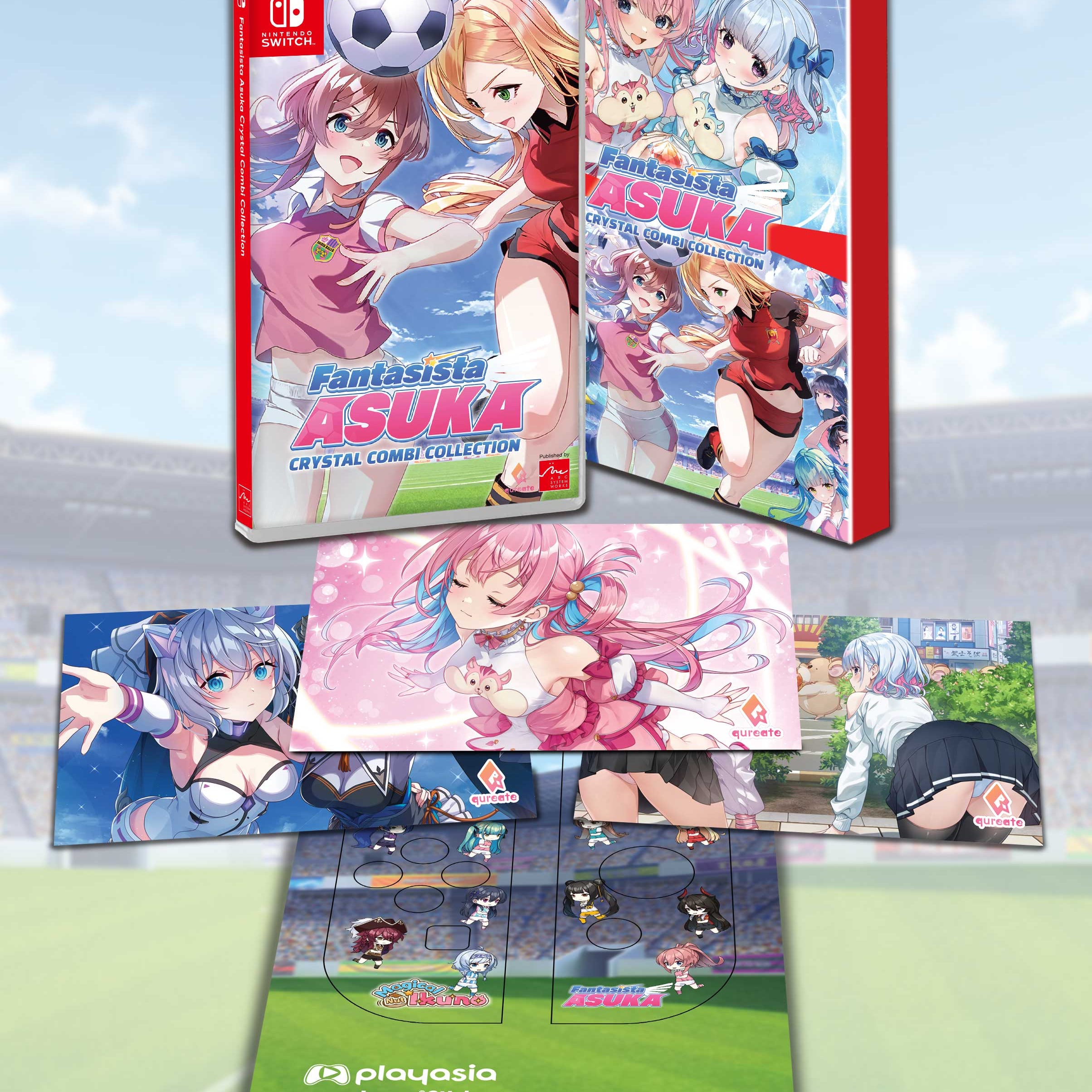 Fantasista Asuka Crystal Combo Collection packaging with character illustrations on a light blue background