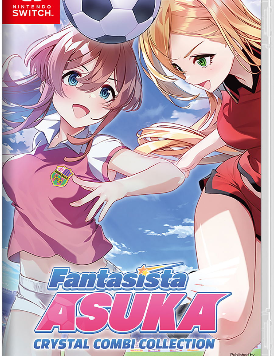 Video game cover for 'Fantasista Asuka Crystal Combi Collection' featuring two animated characters on a soccer field.