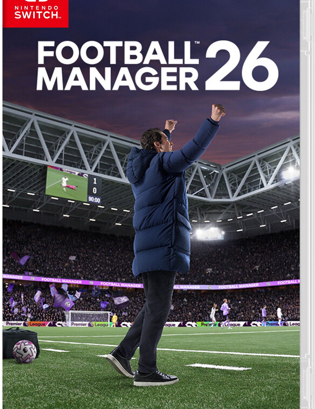 Cover of 'Football Manager 26' for Nintendo Switch with a person on a soccer field.