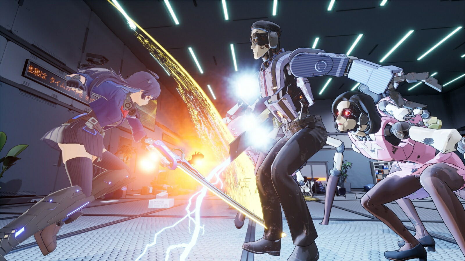 Sci-fi scene with characters in a futuristic setting, possibly from a video game or movie.