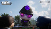 Three animated characters wearing helmets with a cityscape in the background, featuring the 'Fuzz' Fusion logo.
