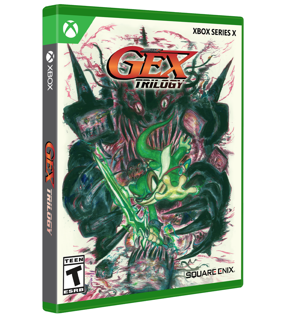 GEX Trilogy game box for Xbox Series X with a dragon-like creature design.