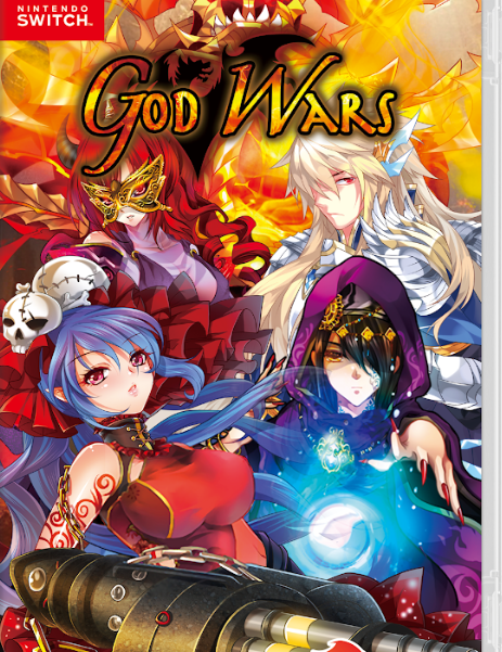 Game cover for 'God Wars' on Nintendo Switch with colorful characters and vibrant design.
