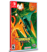 Game case for 'Gradius Origins' on Nintendo Switch with a futuristic spaceship design.