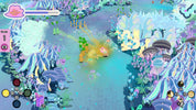 Colorful underwater scene with marine life and plants in a video game setting.