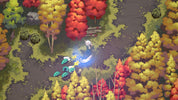 Pixel art scene of a character in a forest with colorful trees and foliage.